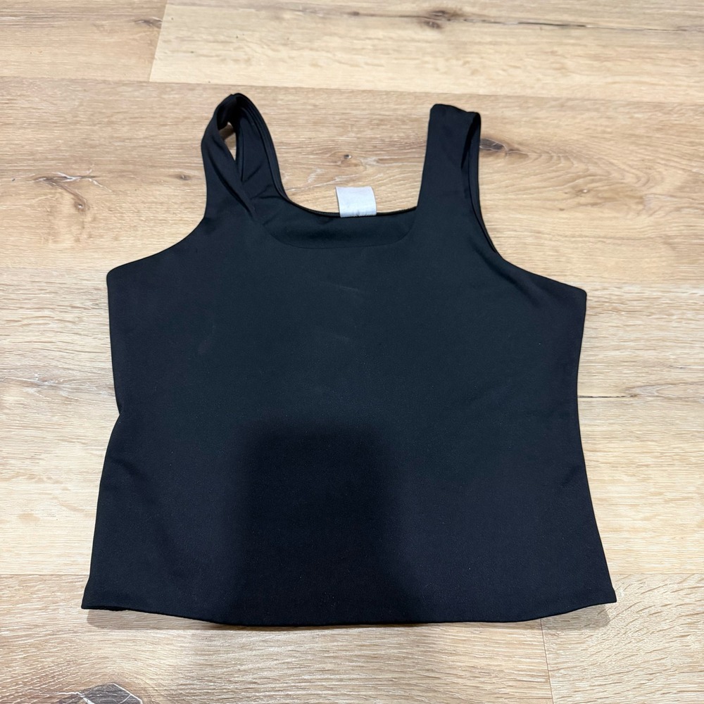 No Boundaries Black Square Neck Tank Top Cropped Stretch Sleeveless XS 1